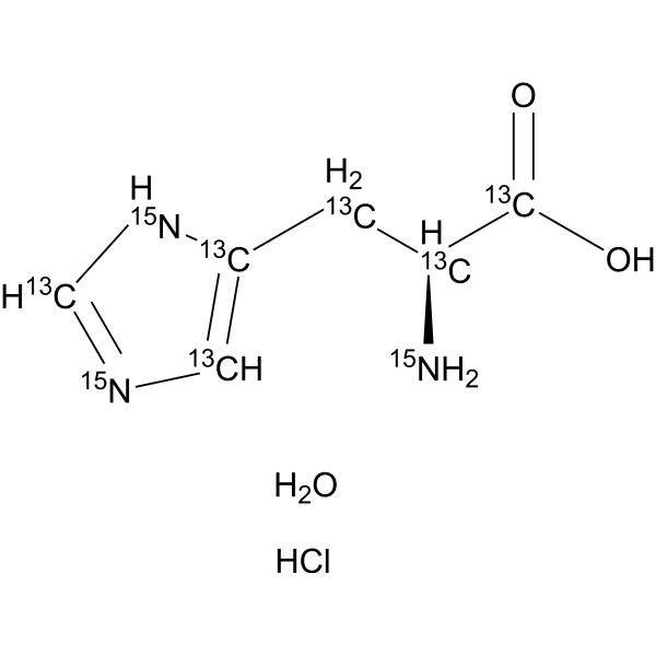 L-Histidine-13C6,15N3 hydrochloride hydrate (H-His-OH-13C6,15N3 (hydrochloride hydrate)) 202468-43-7